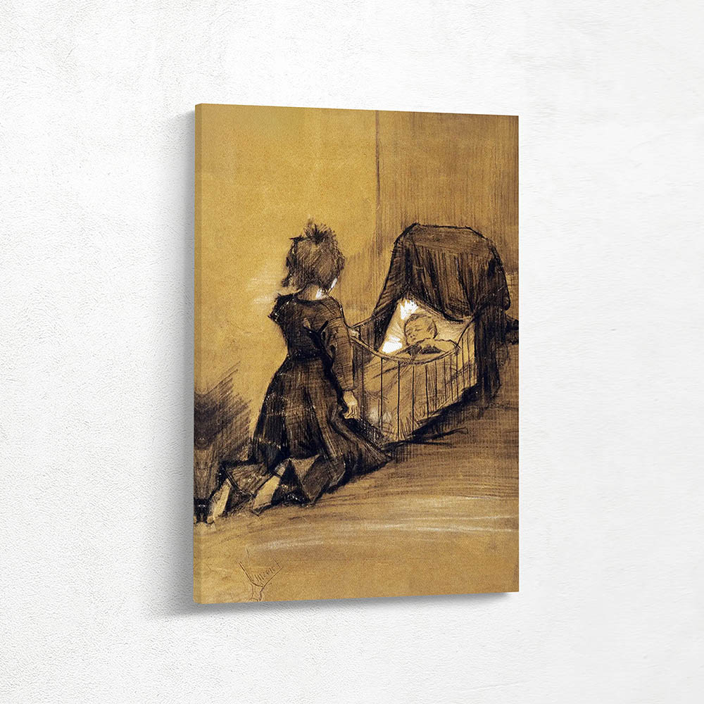 Girl Kneeling by a Cradle