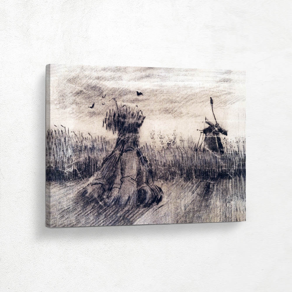 Wheatfield with a Stook and a Mill