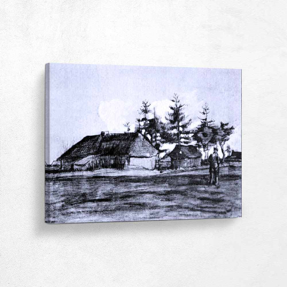 Farmhouse with Barn and Trees