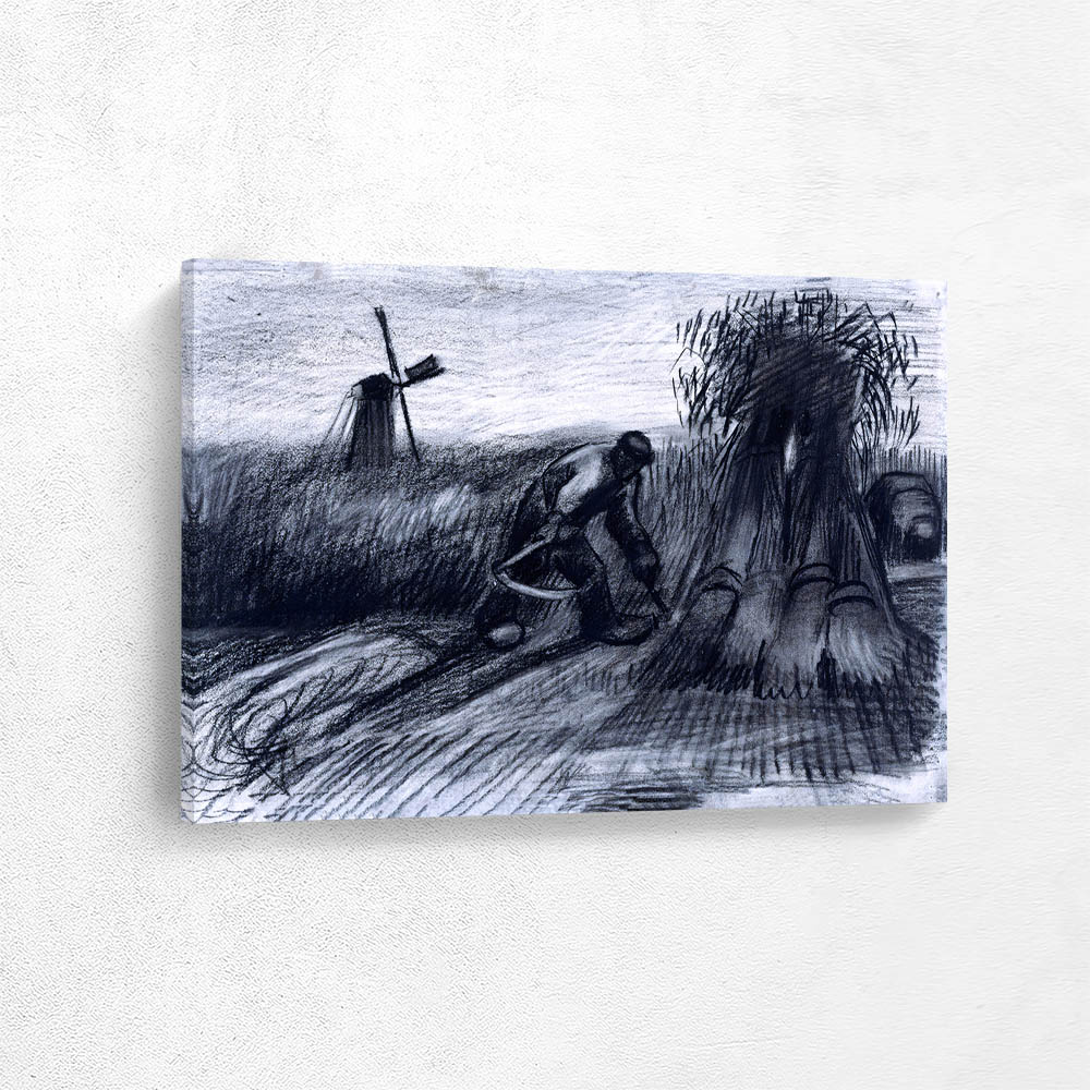 Wheatfield with Reaper and Peasant Woman Binding Sheaves