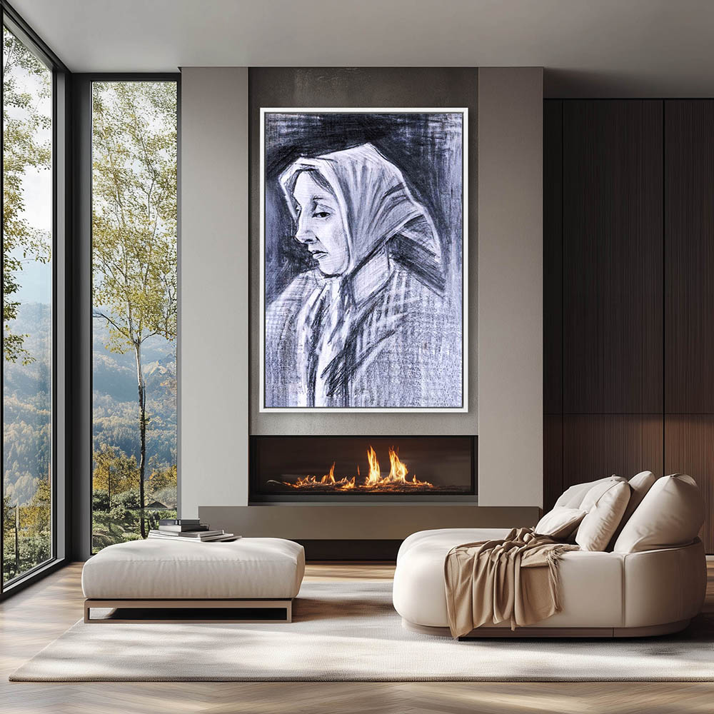 Woman with Shawl over her Hair Head - Image 4