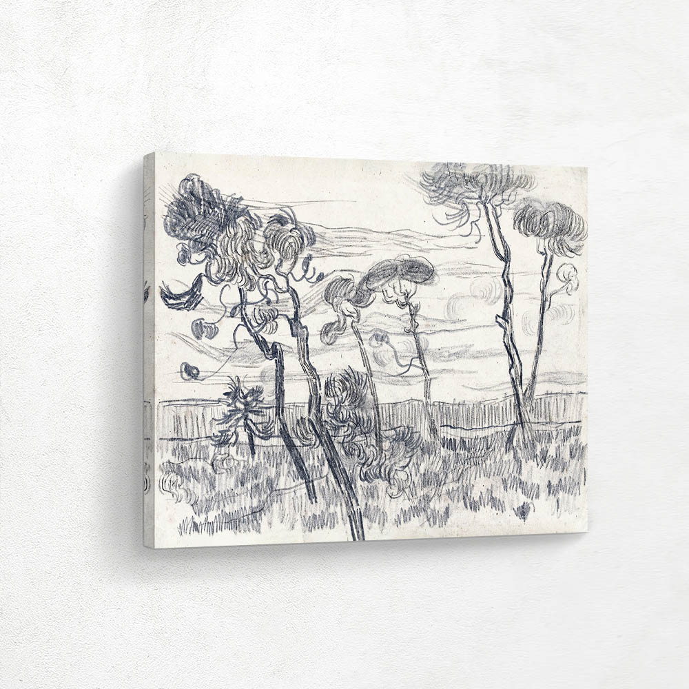 Pine Trees in Front of the Wall of the Asylum