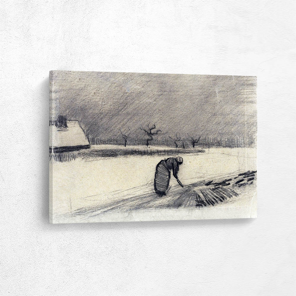 Woman with a Fork in a Winter Landscape