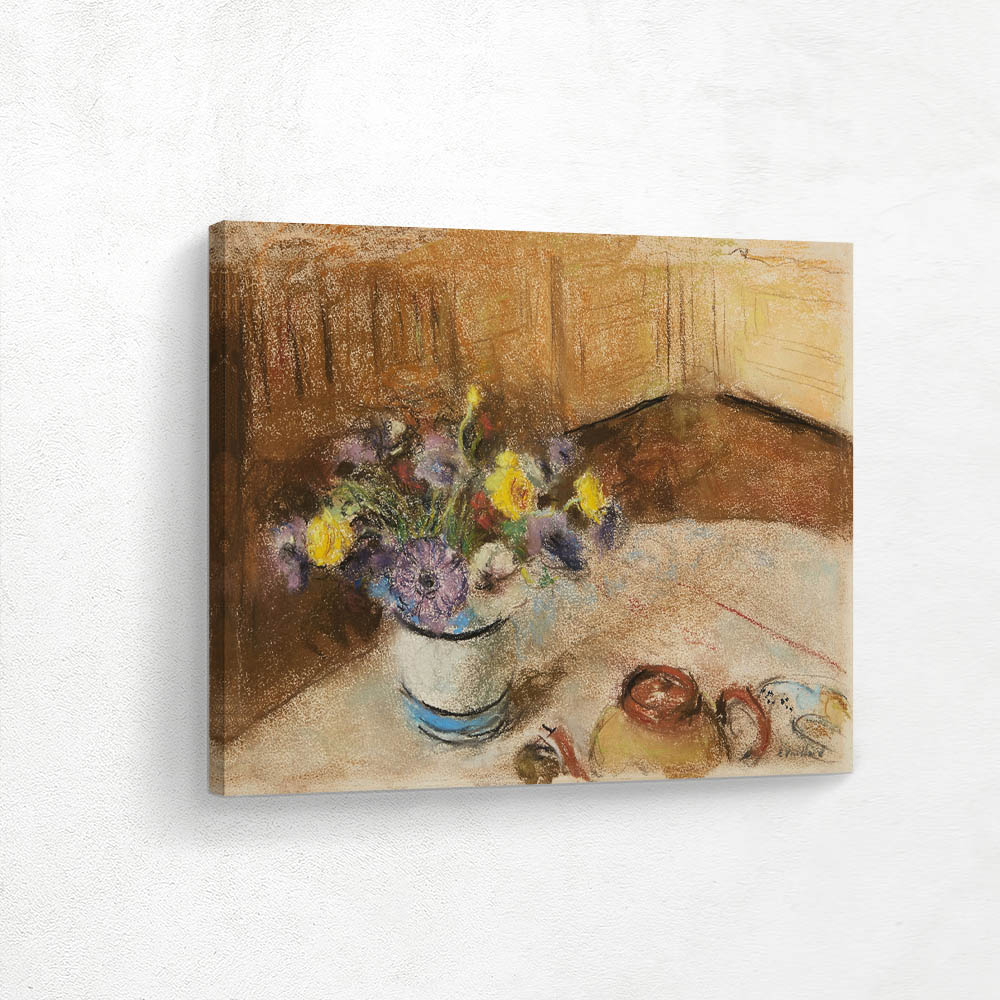 Still life with flowers and tea
