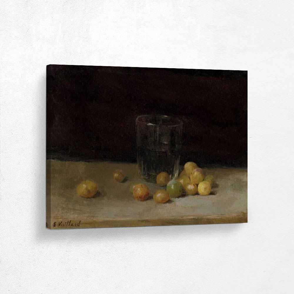 Still life with glass and plums