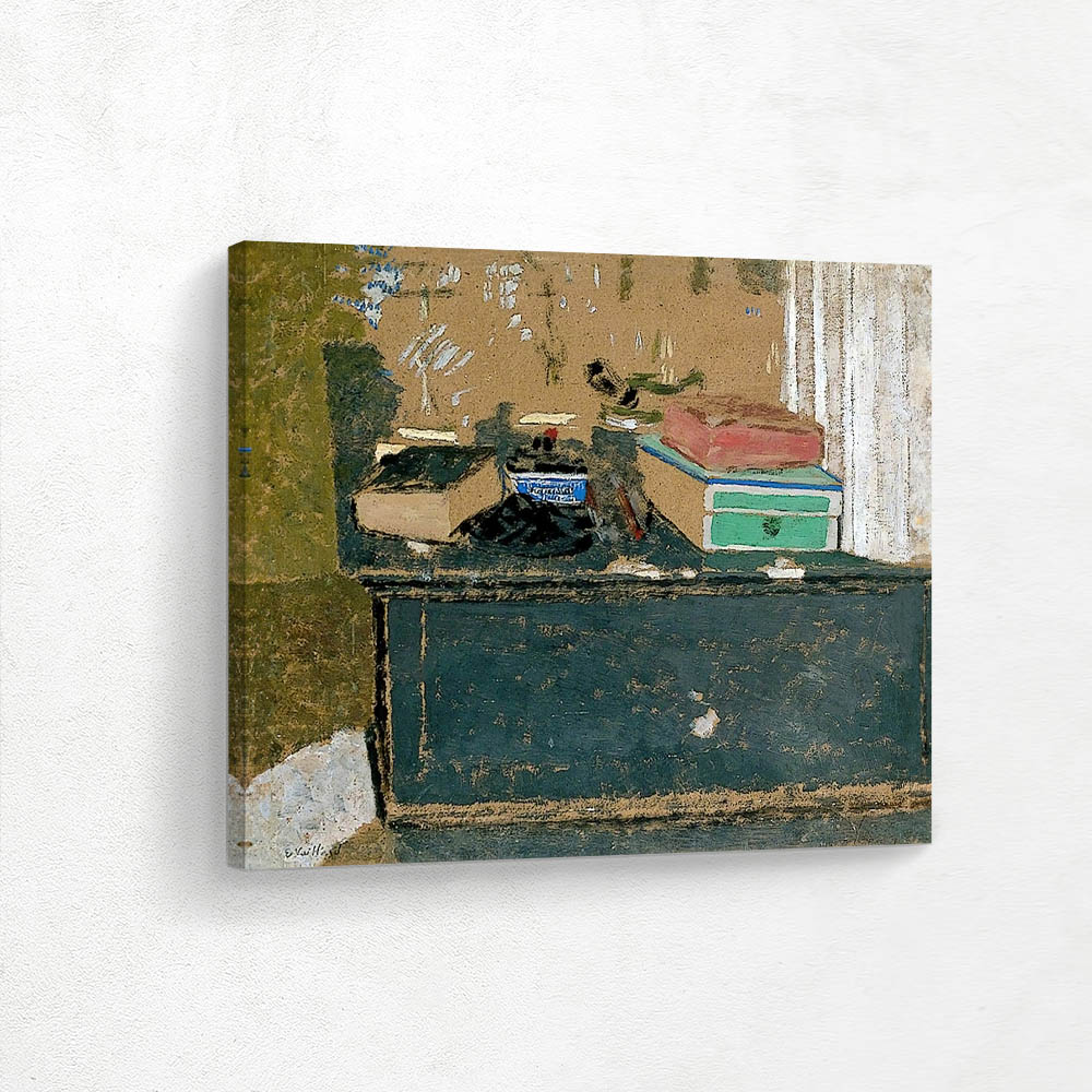 The blue inkwell on the mantelpiece