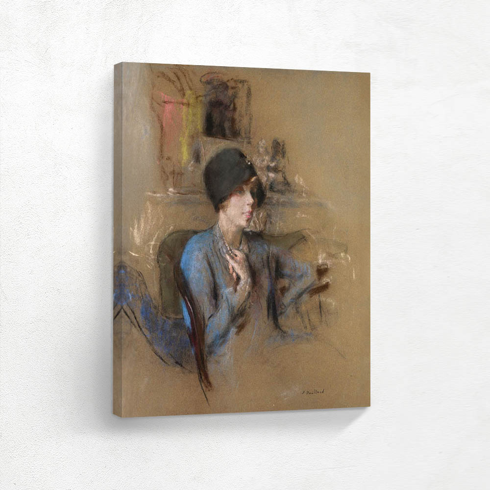 The lady in blue with the cloche hat