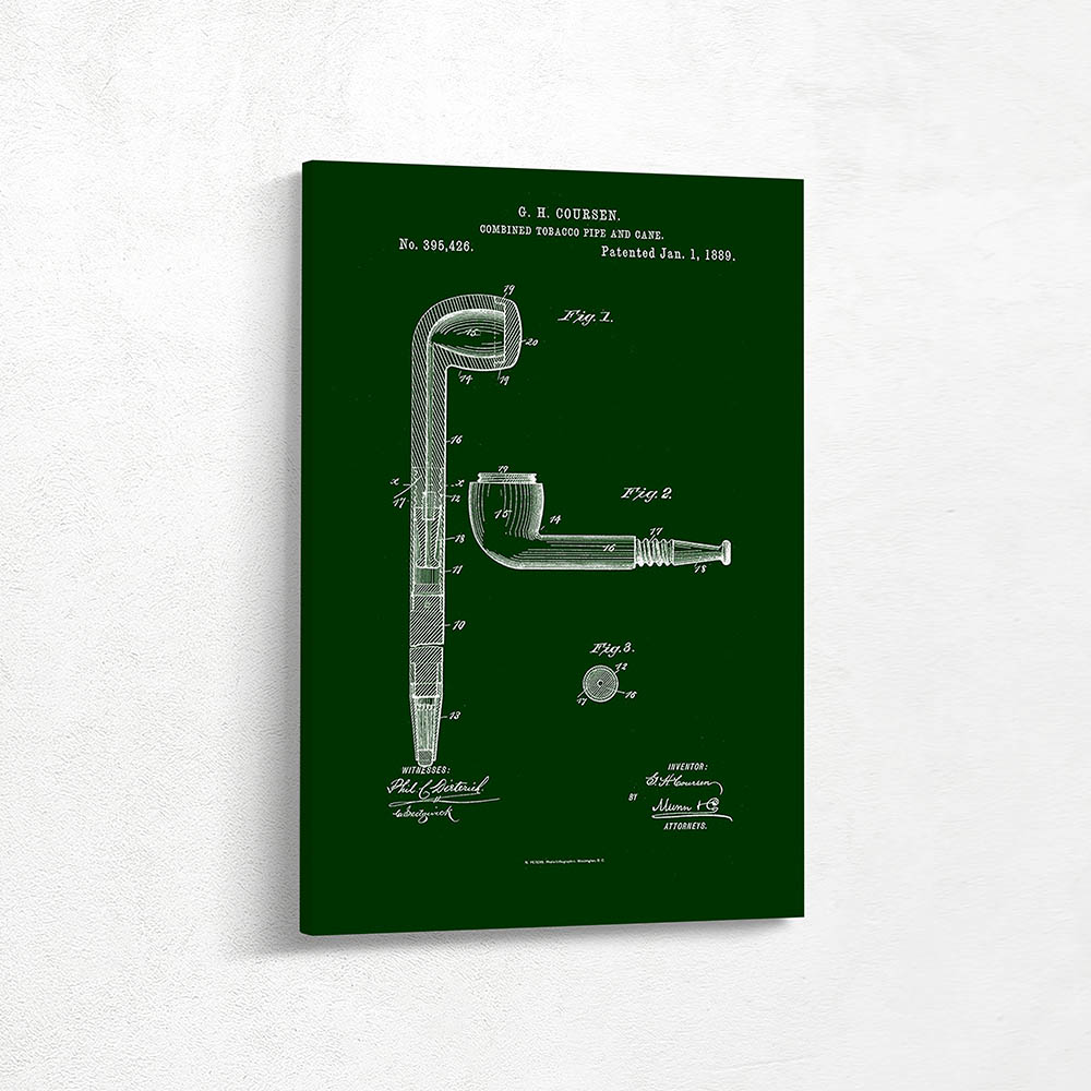 Combined Tobacco Pipe and Cane
