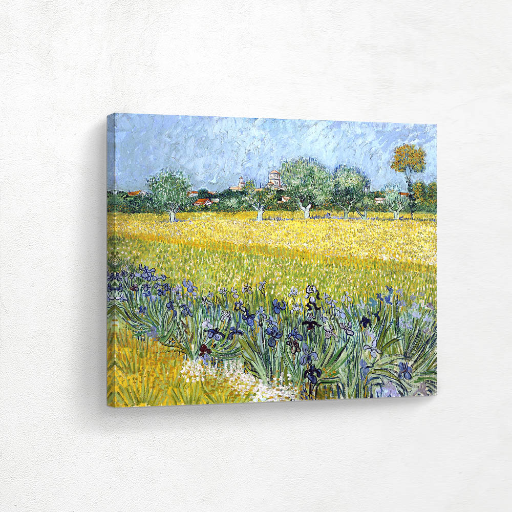 View of Aries with Irises in the Foreground