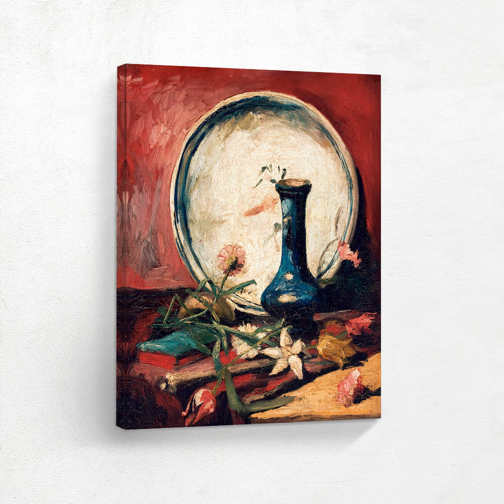 Still Life with Plate Vase and Flowers