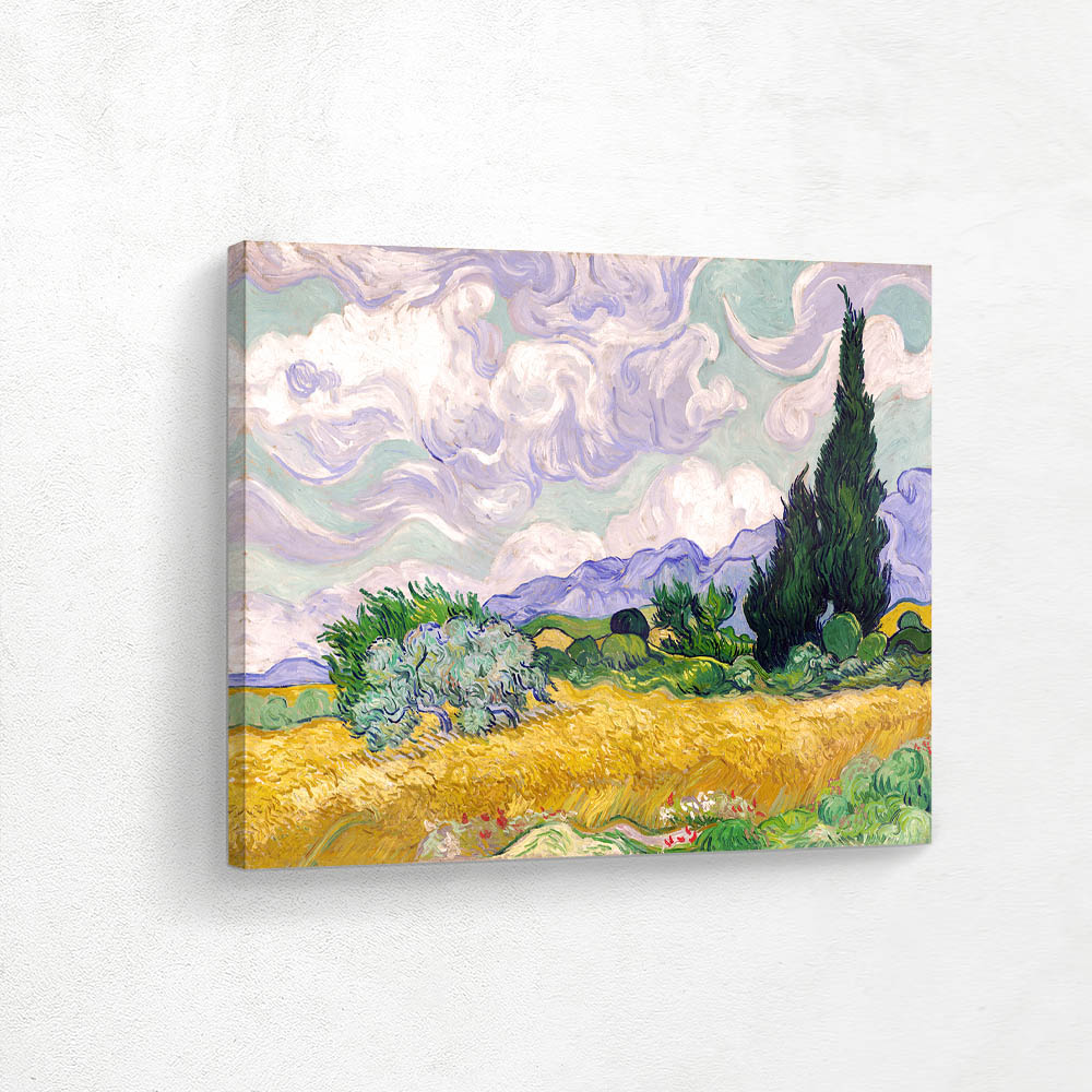 A Wheatfield With Cypresses
