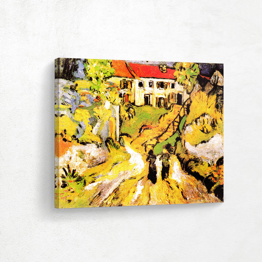 Village Street and Steps in Auvers with two Figures