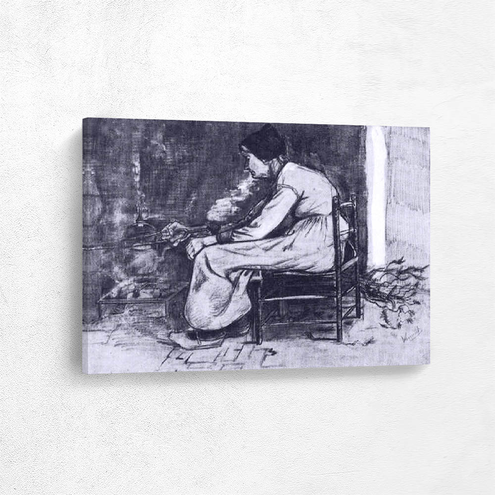 Woman Sitting at the Fireside