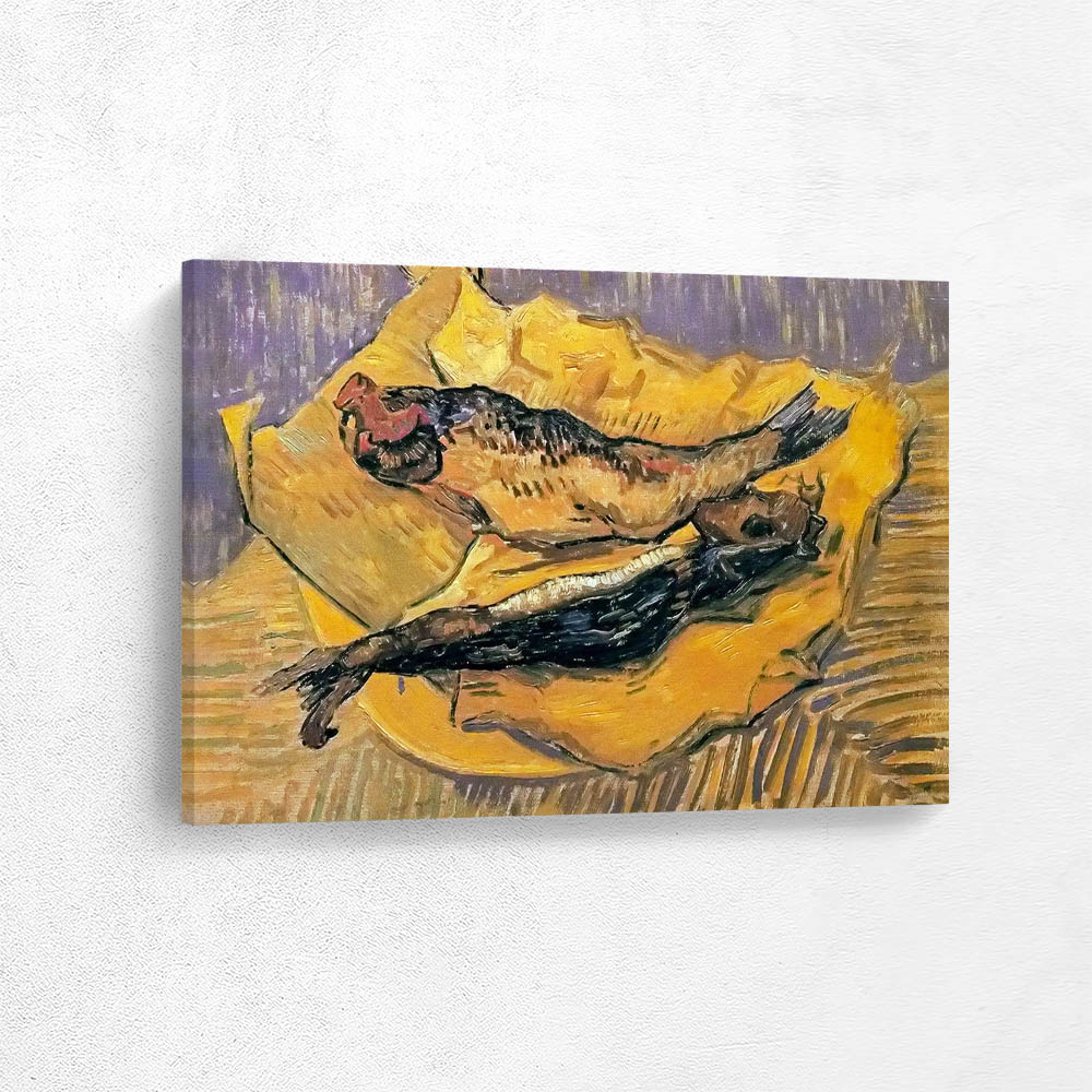 Still Life Smoked Herring on a Piece of Yellow Paper