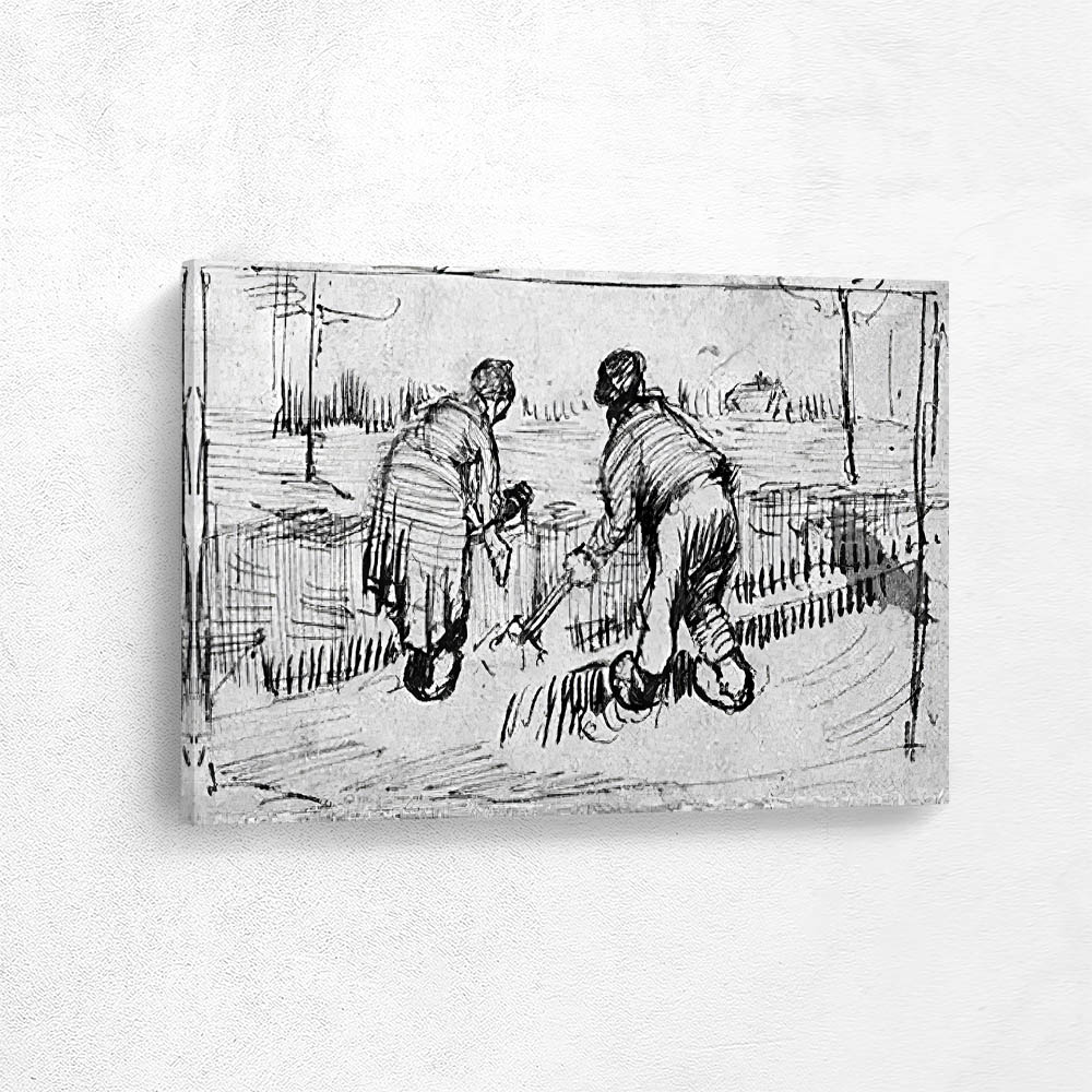 Peasant Man and Woman Planting Potatoes