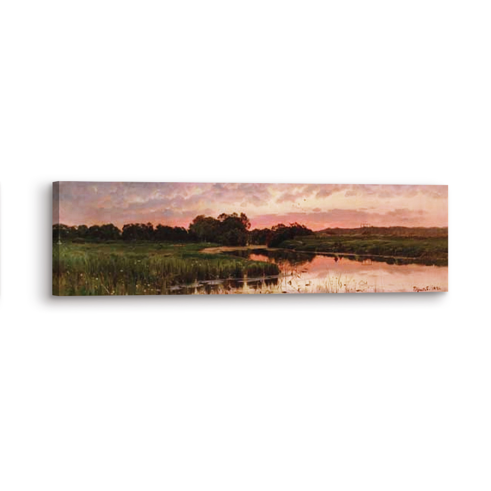 Sunset over the Lake in the Meadow