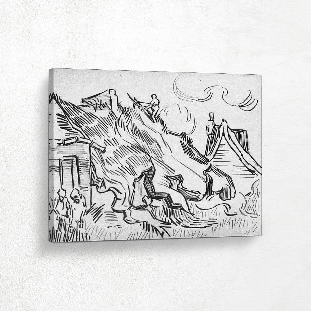 Cottages with Thatched Roofs and Figures