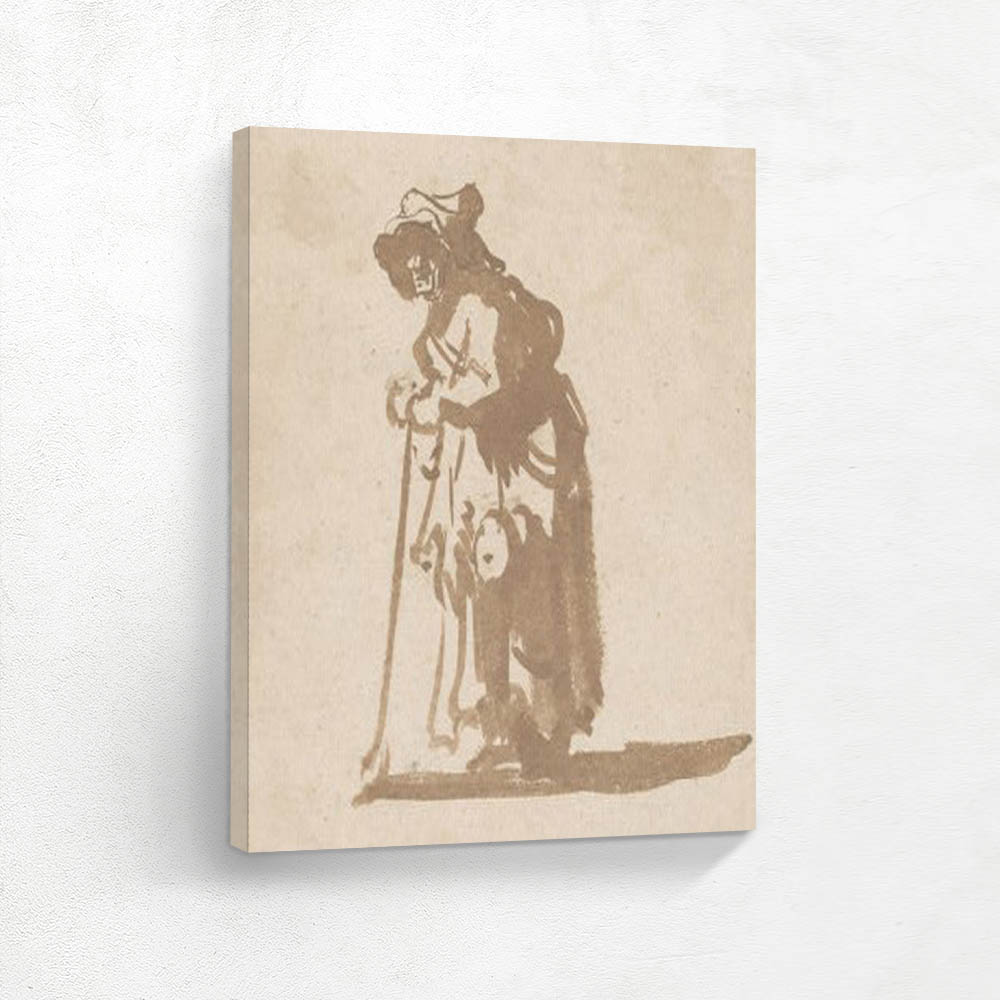 Beggar Woman Leaning on a Stick