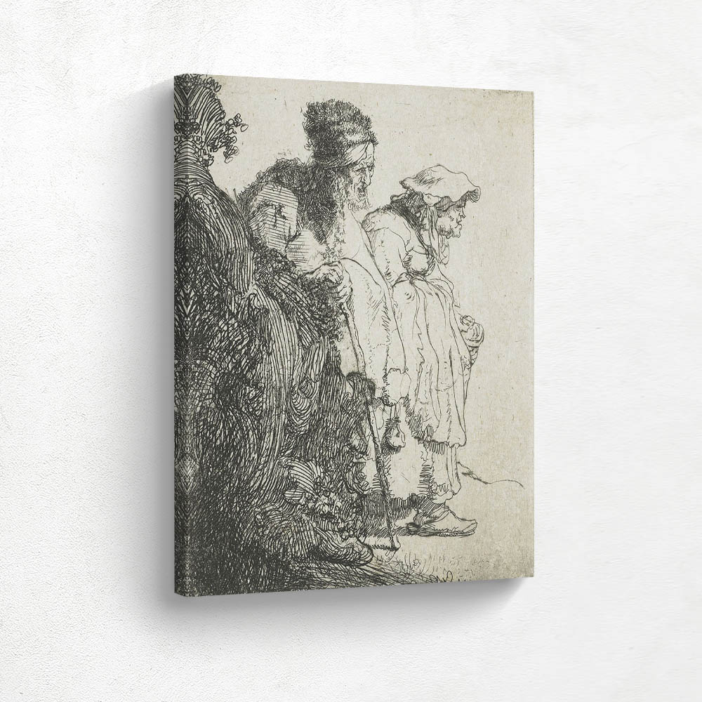 Beggar Man and Woman behind a Bank