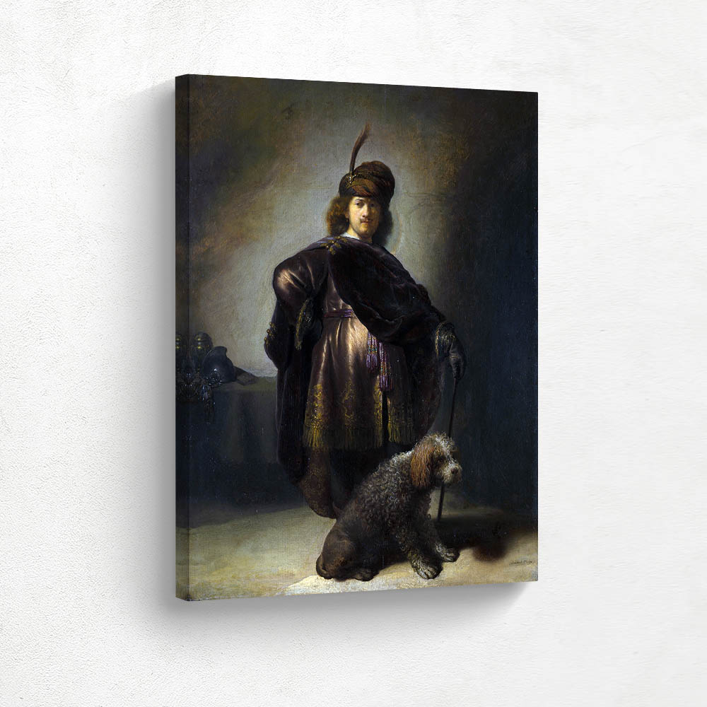 Self Portrait in Oriental Attire with Poodle