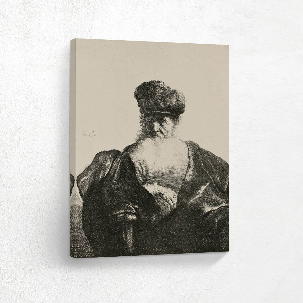 An Old Man with a Beard Fur Cap and Velvet Cloak