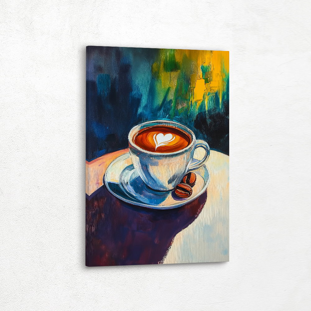 A cup of coffee wall decor is perfect for any kitchen or cafe. This artwork is offered in various formats, such as vinyl wall peel, peel and stick, metal wall art, metal prints, framed art, framed prints, poster prints, stretched canvas, and framed canvas. Customers can select floater frames in black, brown, or white. With a wide range of sizes available, from extra-large canvas pieces to small prints, it’s easy to find the right fit for any space.