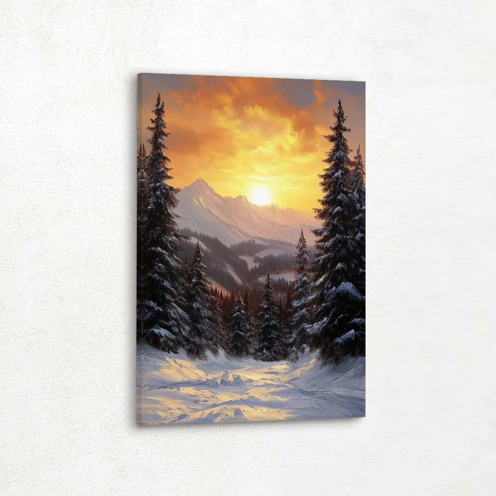 Forest Sunset in Canvas Print is Curators Choice for this Beautiful Landscape Painting, Choose from a wide variety of sizes and formats, including metal wall art, metal prints, vinyl wall art, vinyl prints, peel-and-stick vinyl, vinyl wall art, vinyl wall peel, framed wall art, framed prints, fine art prints, poster art, poster wall art, poster prints, stretched canvas, stretched canvas wall art, and framed canvas wall art with floater frames. Available frame colors include black, white, and brown, offering options to match any style.