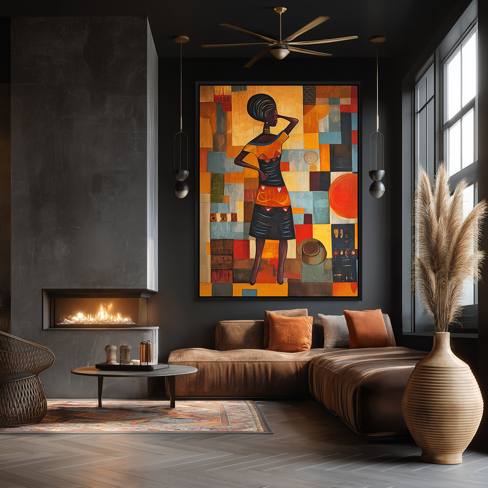 Wall Art, Painting for Home Decor and Kitchen Wall Art, Canvas Wall Art, Metal Wall Art, Framed Wall Art, with a Canvas Wall Art with a Black Floater Frame Shown in Living Room Wall Decor