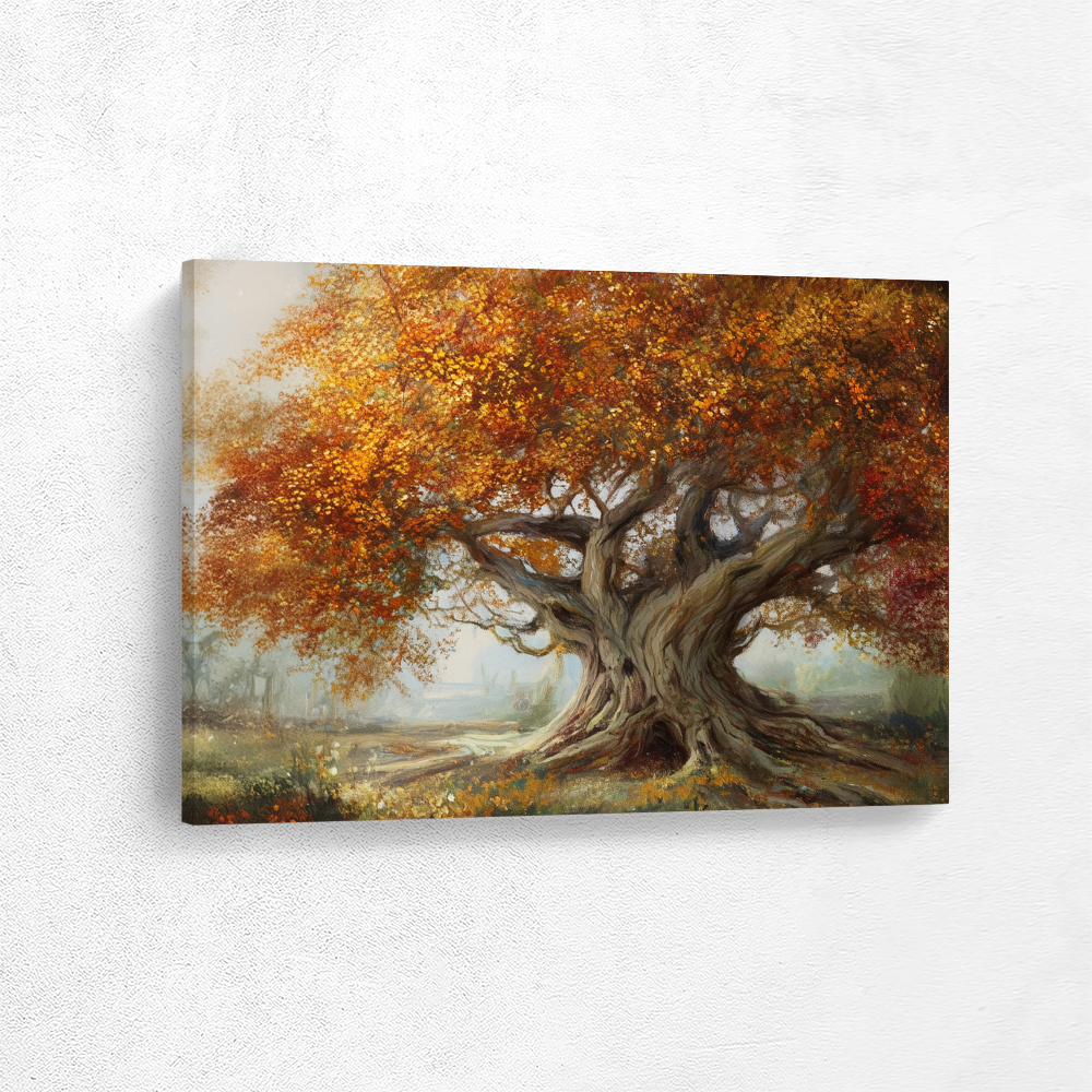 Landscape Painting of a Huge Tree, Home Decor for any room, Wall Art Paintings in Metal Wall Art, Framed Prints, Canvas Wall Art Framed with Floater Frames