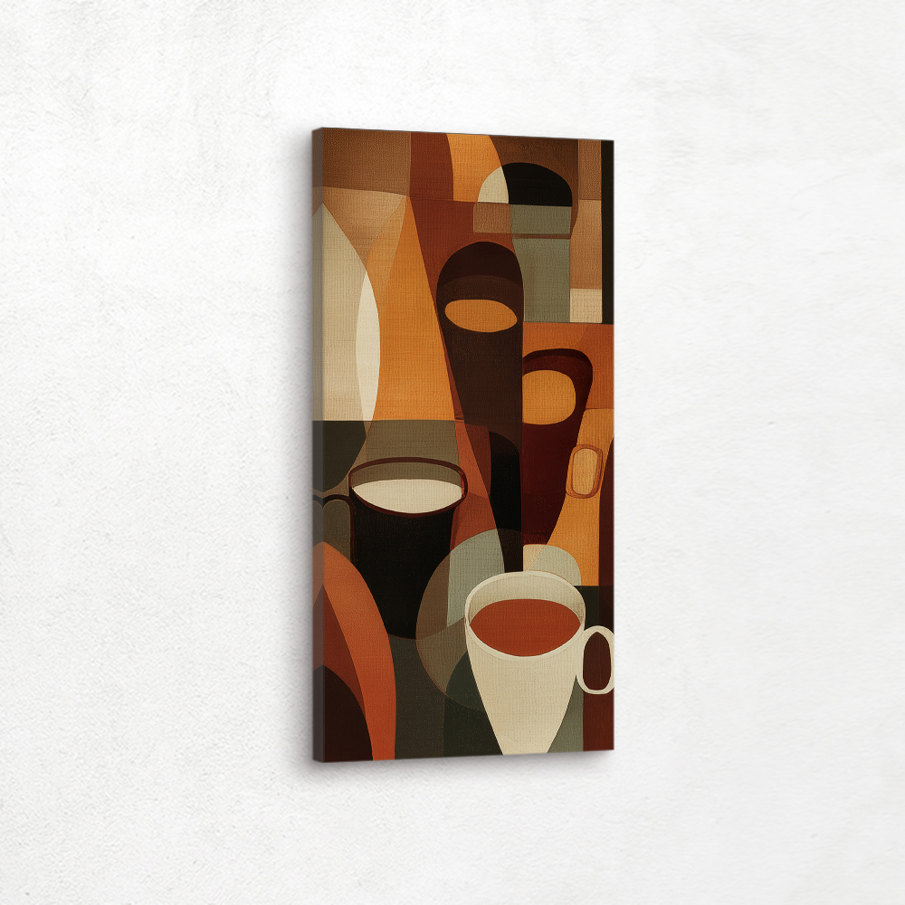 Warm up your space with this elegant contemporary painting of coffee cups in rich brown tones — a perfect blend of comfort, sophistication, and modern kitchen décor.