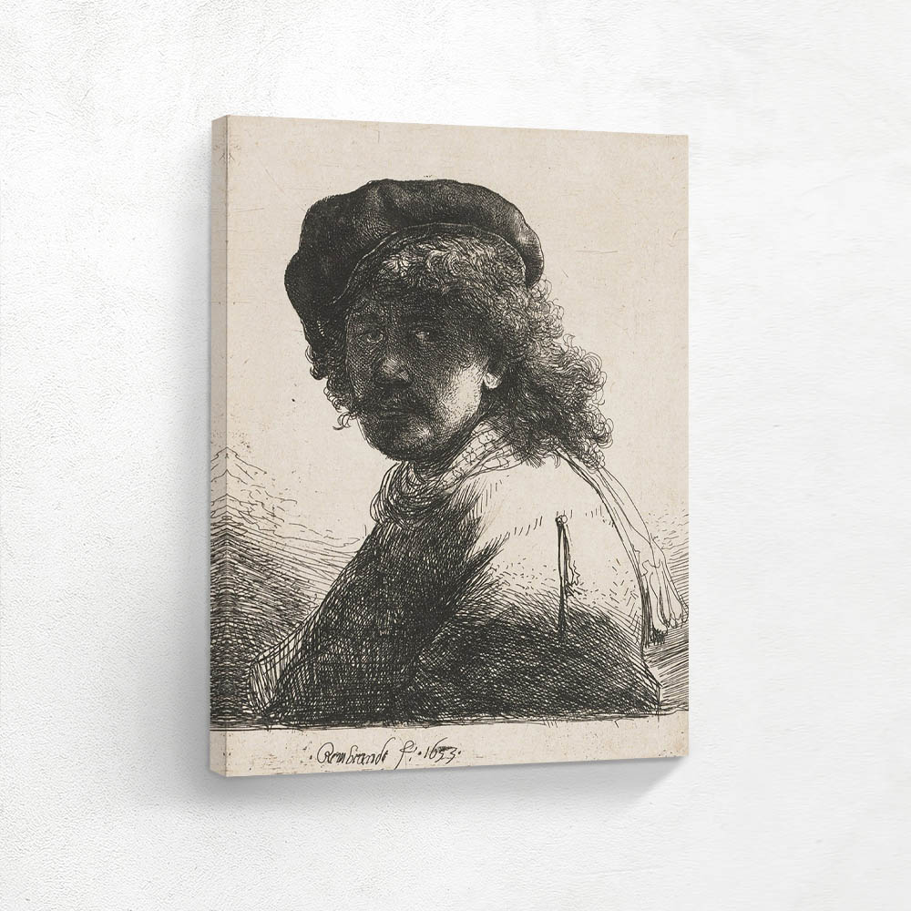 Self Portrait in a Cap and Scarf with the Dark Face and Bust