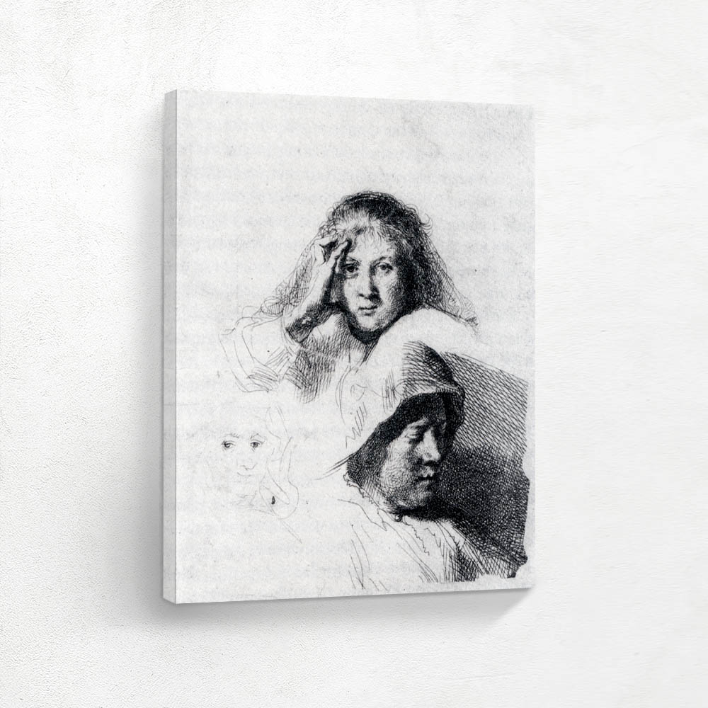 Sheet of Sketches with a Portrait of Saskia