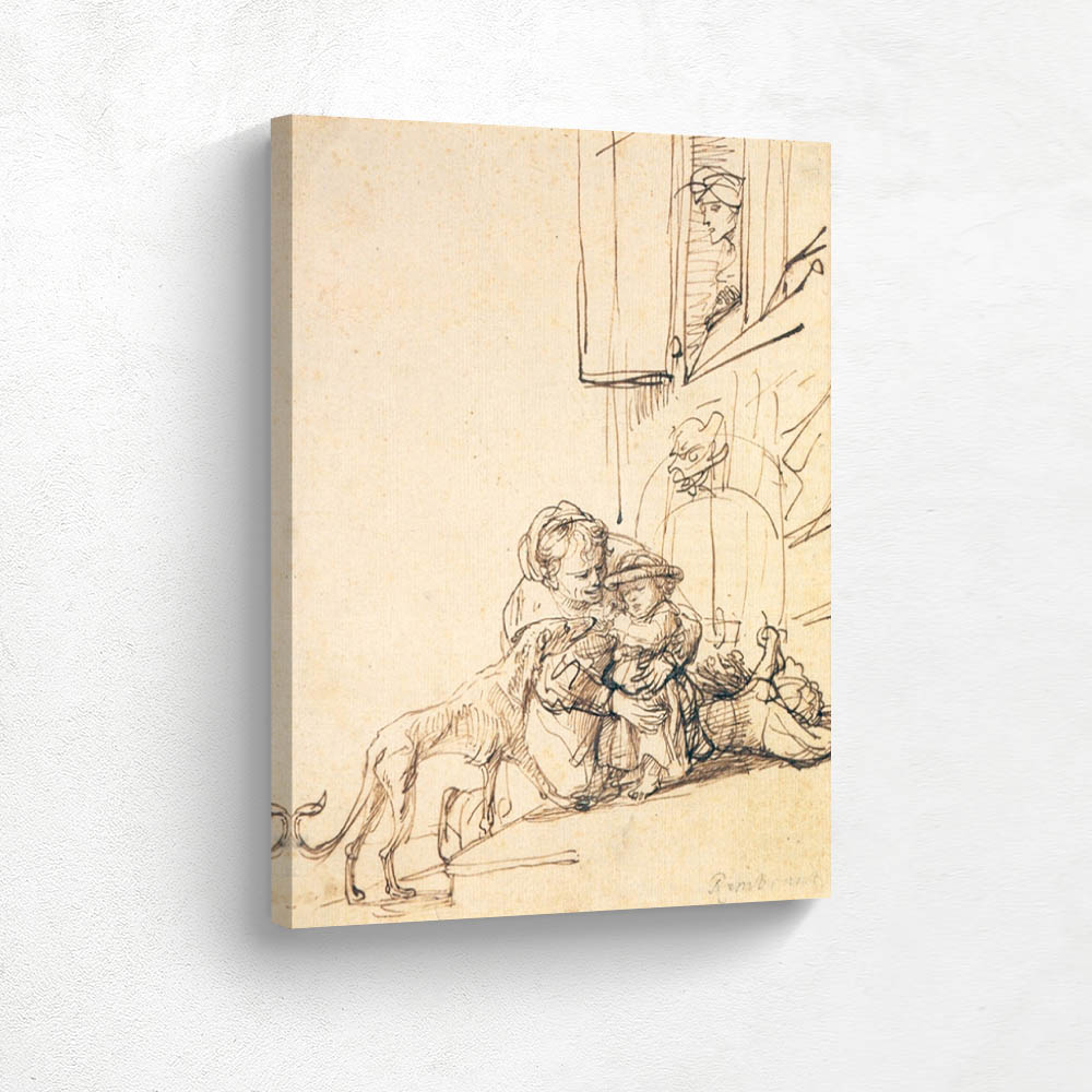 With a Child Frightened by a Dog