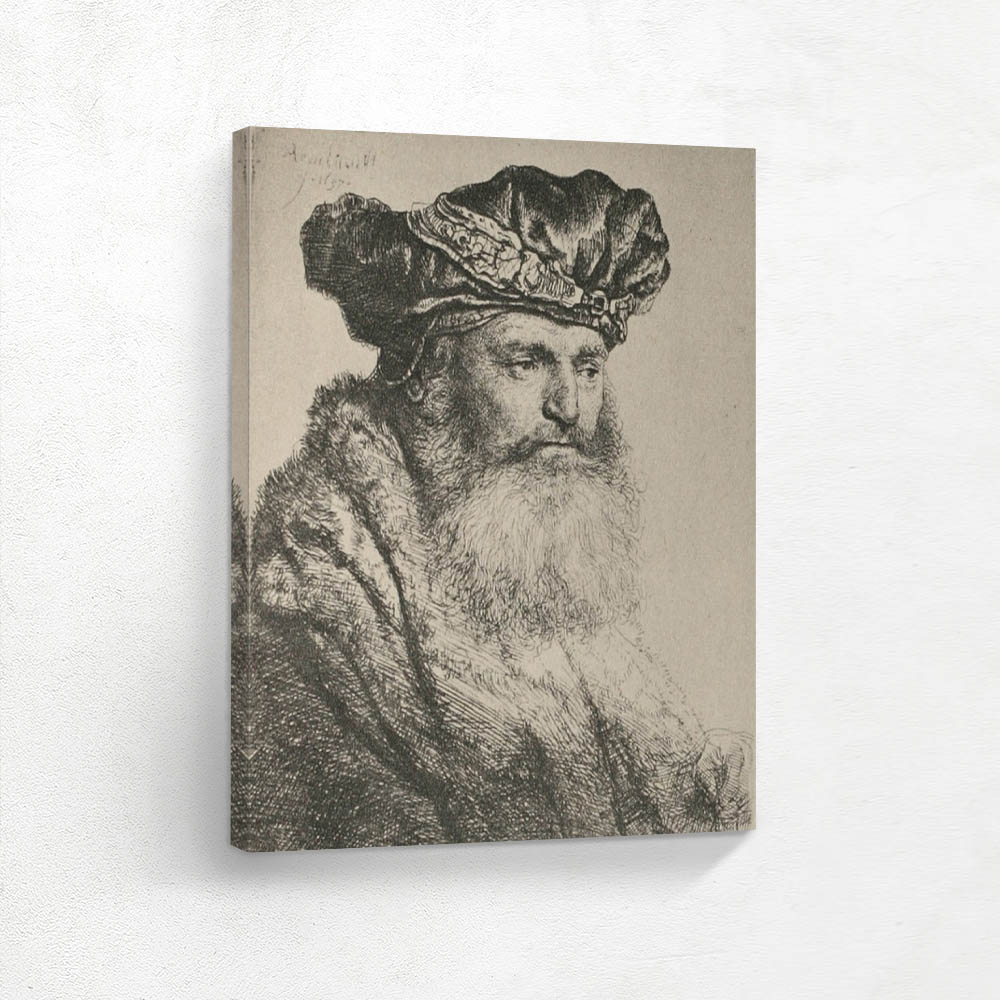 An Old Man wearing a Rich Velvet Cap
