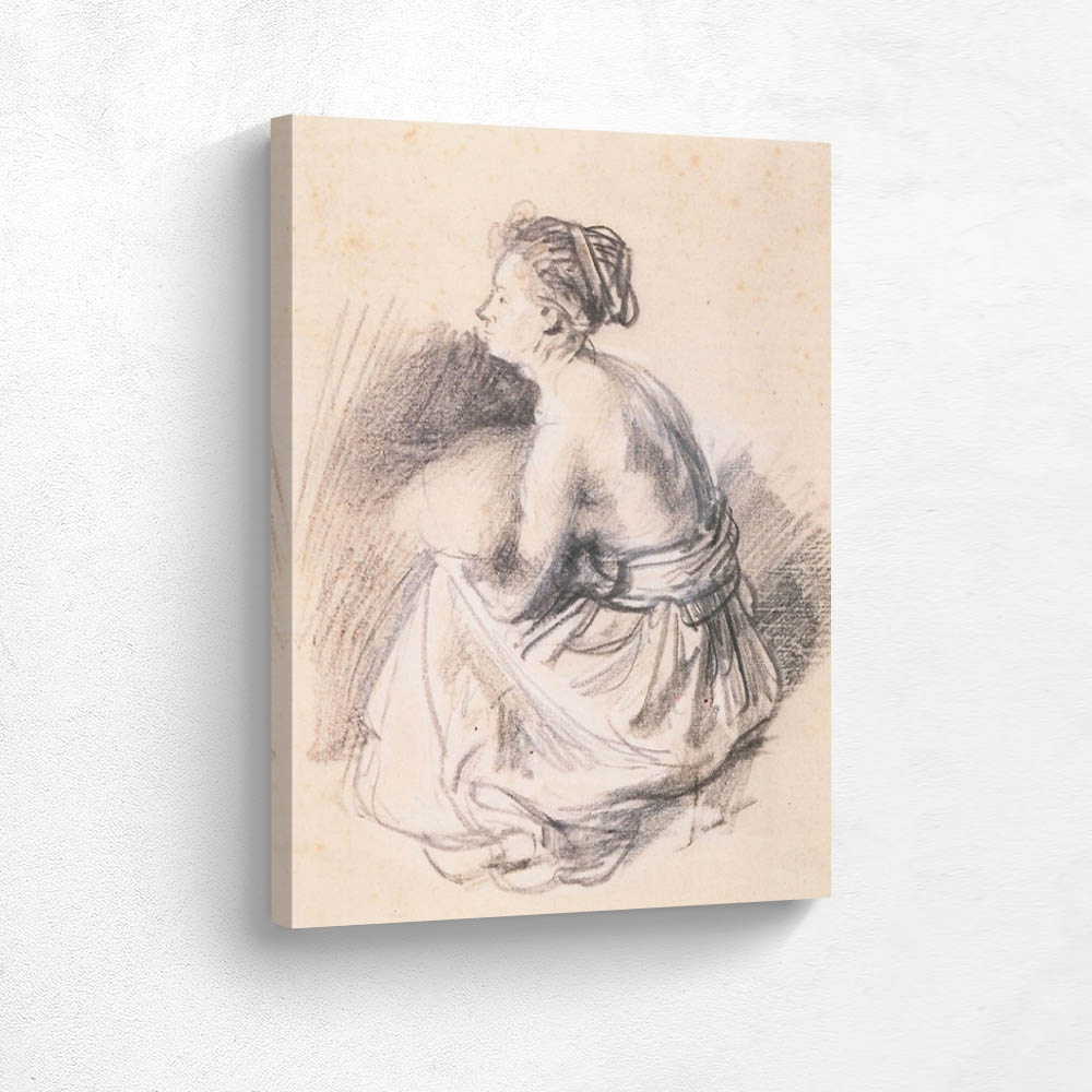 A Seated Woman Naked to the Waist