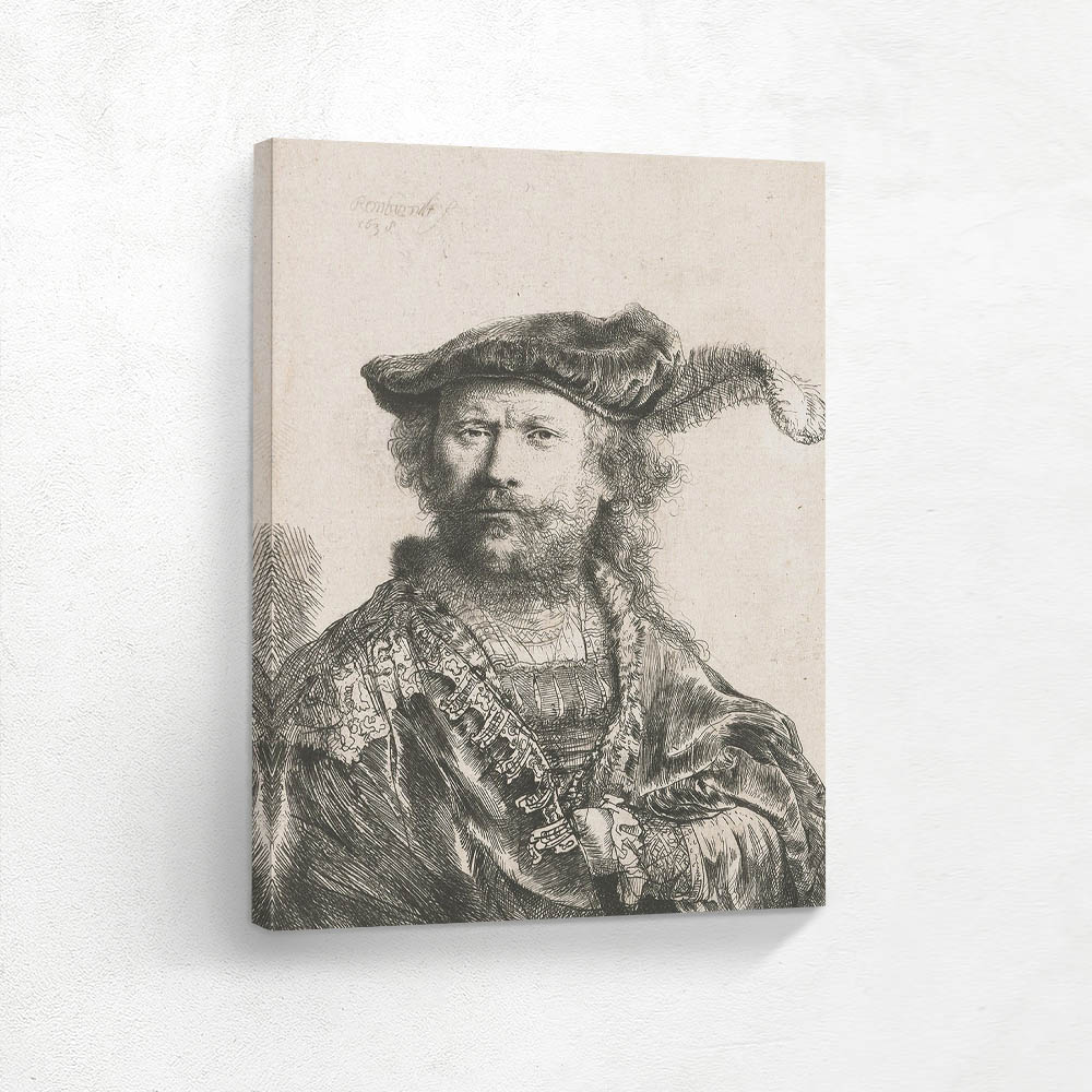 Self Portrait in Velvet Cap and Plume
