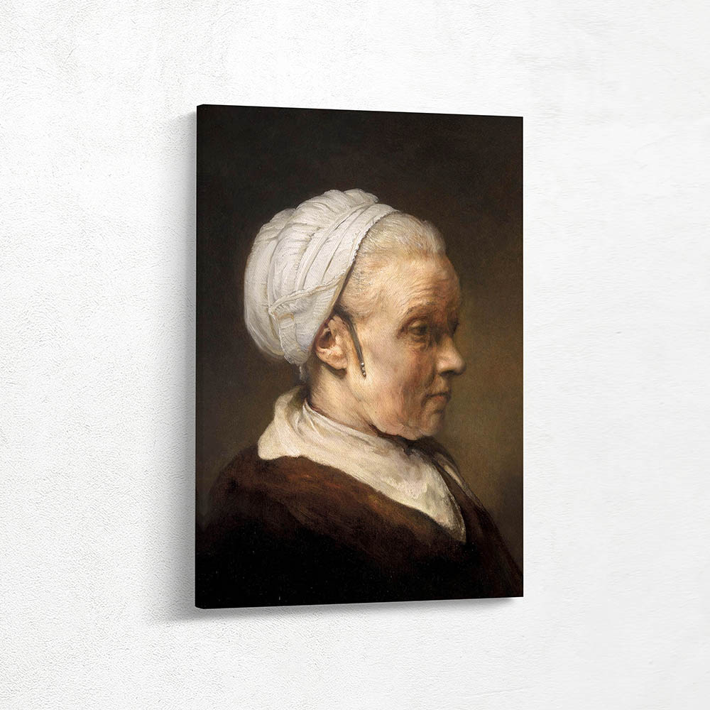Lighting Study of an Elderly Woman in a White Cap