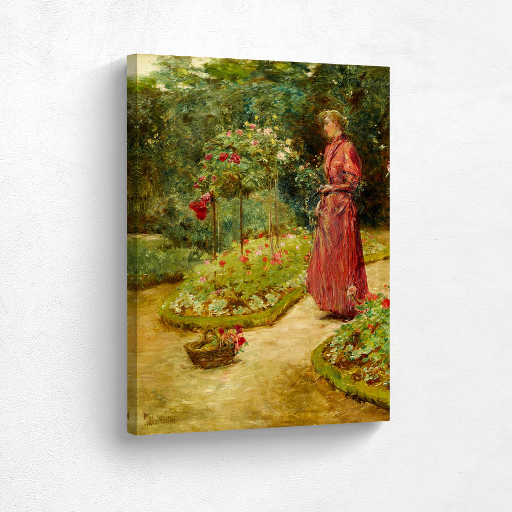 Woman Cutting Roses in a Garden