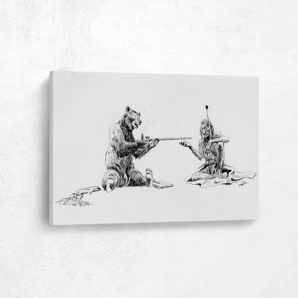 Bear & Indian Smoking Pipe