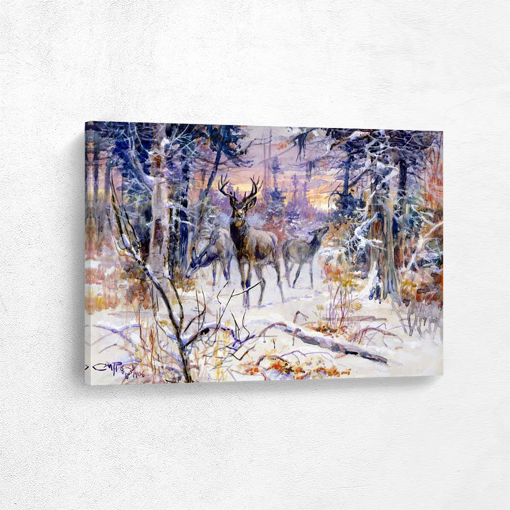 Deer In A Snowy Forest