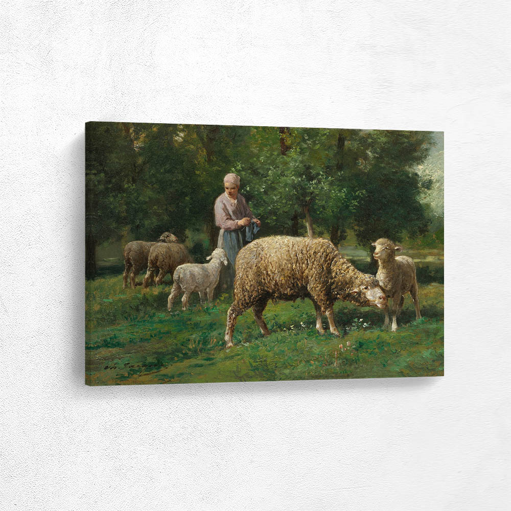 Shepherdess with Sheep (c. 1876)