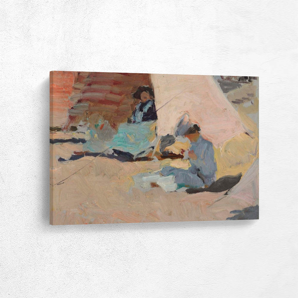 Sketch of women resting in the shade in Biarritz