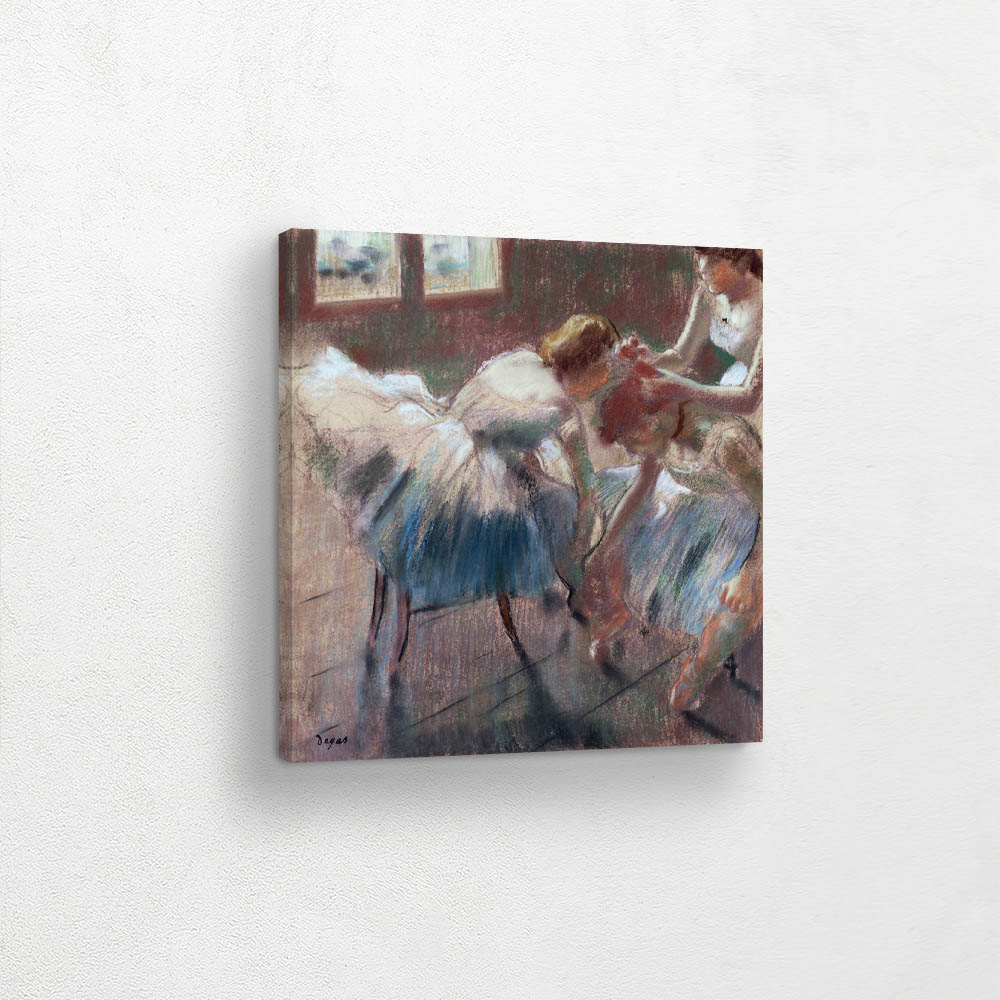 Three Dancers Preparing for Class