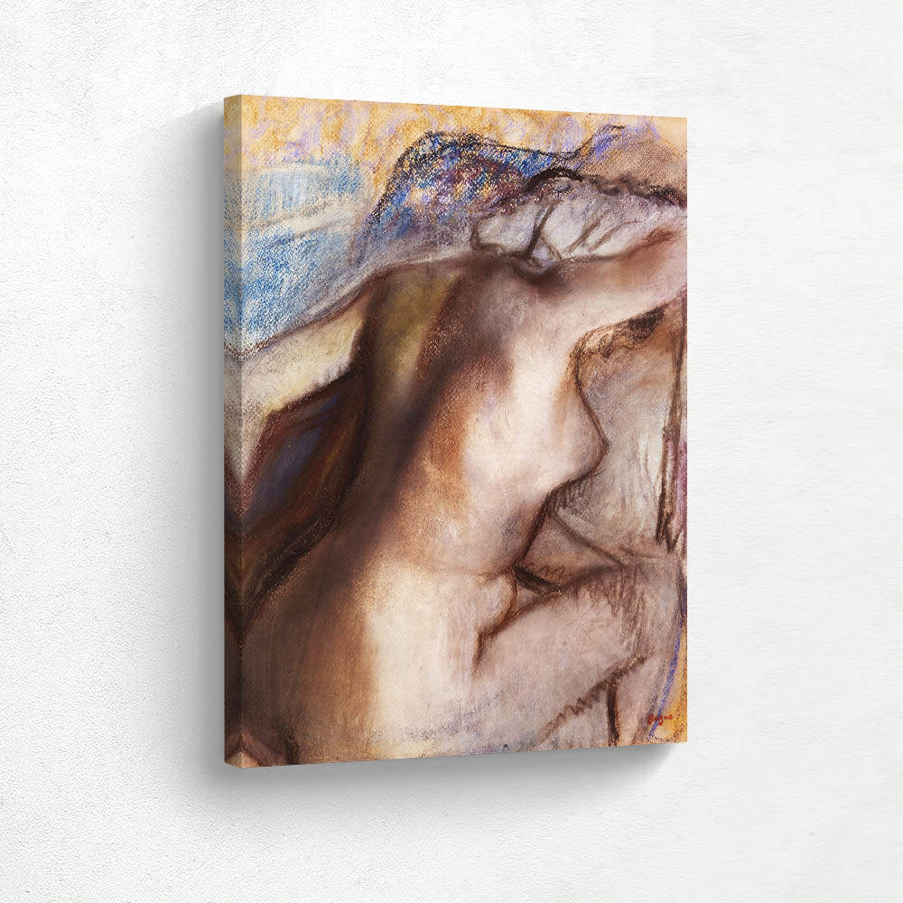 After the bath, woman drying herself