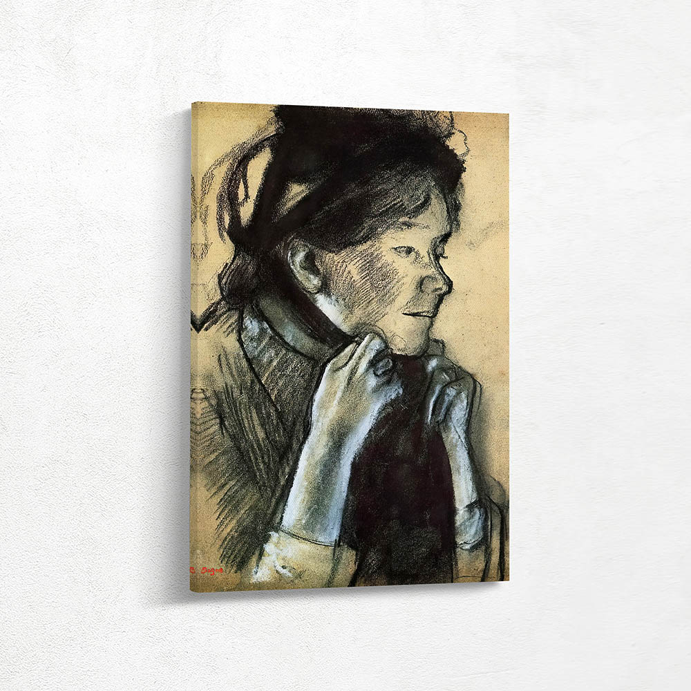 Woman Tying the Ribbons of Her Hat