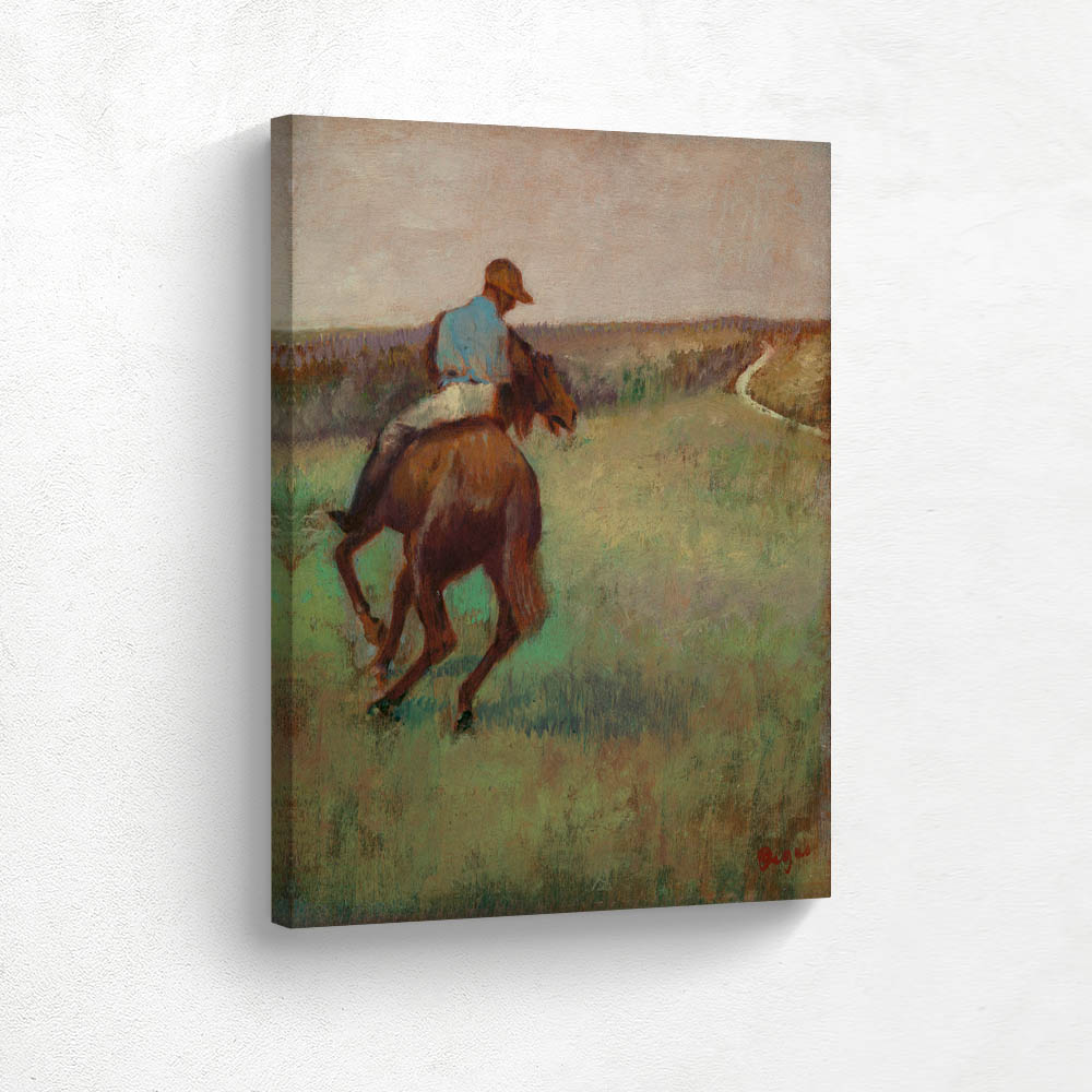 Jockey in Blue on a Chestnut Horse
