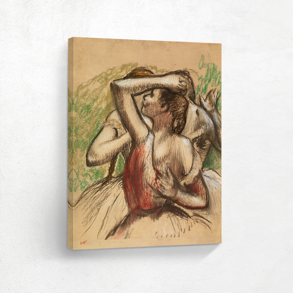 Three Ballet Dancers, One with Dark Crimson Waist