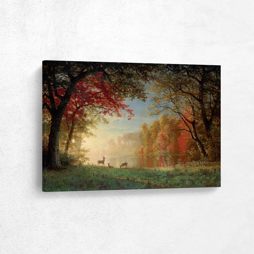 Indian Sunset, Deer by a Lake