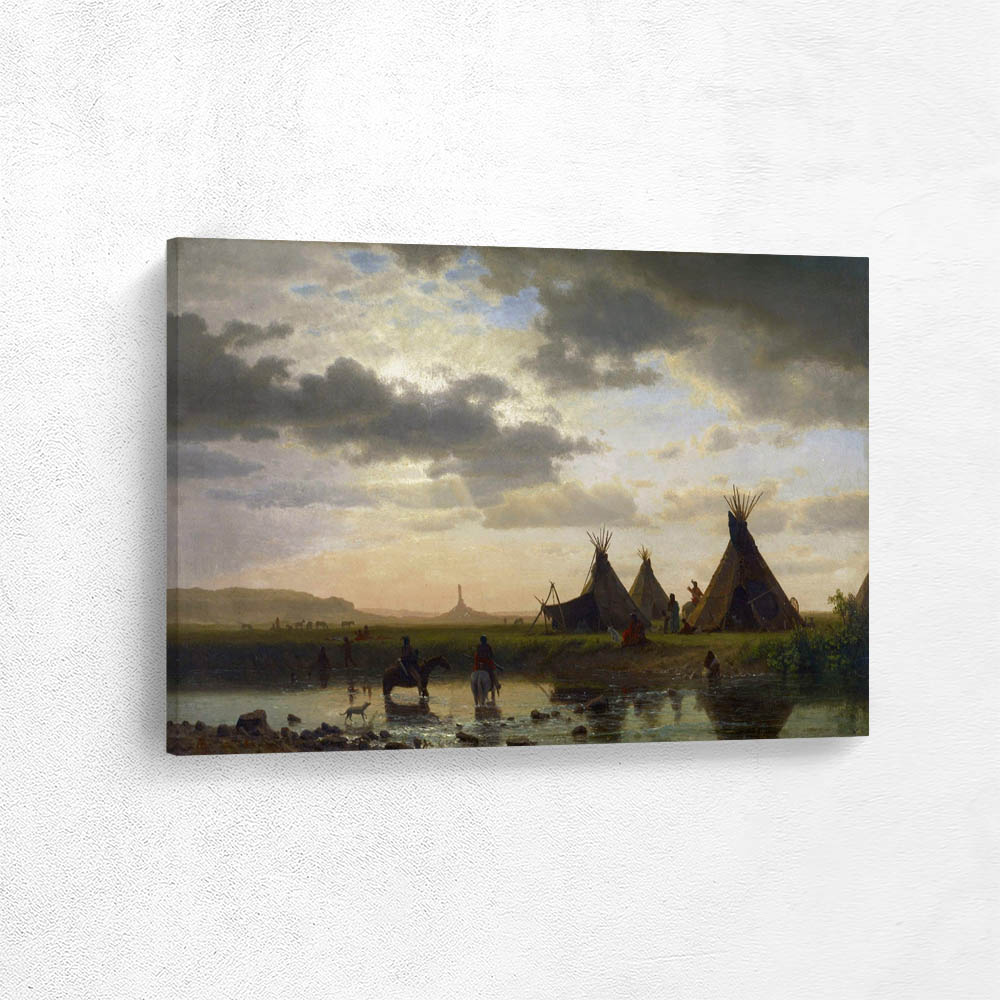 View of Chimney Rock, Ogalillalh Sioux Village in Foreground