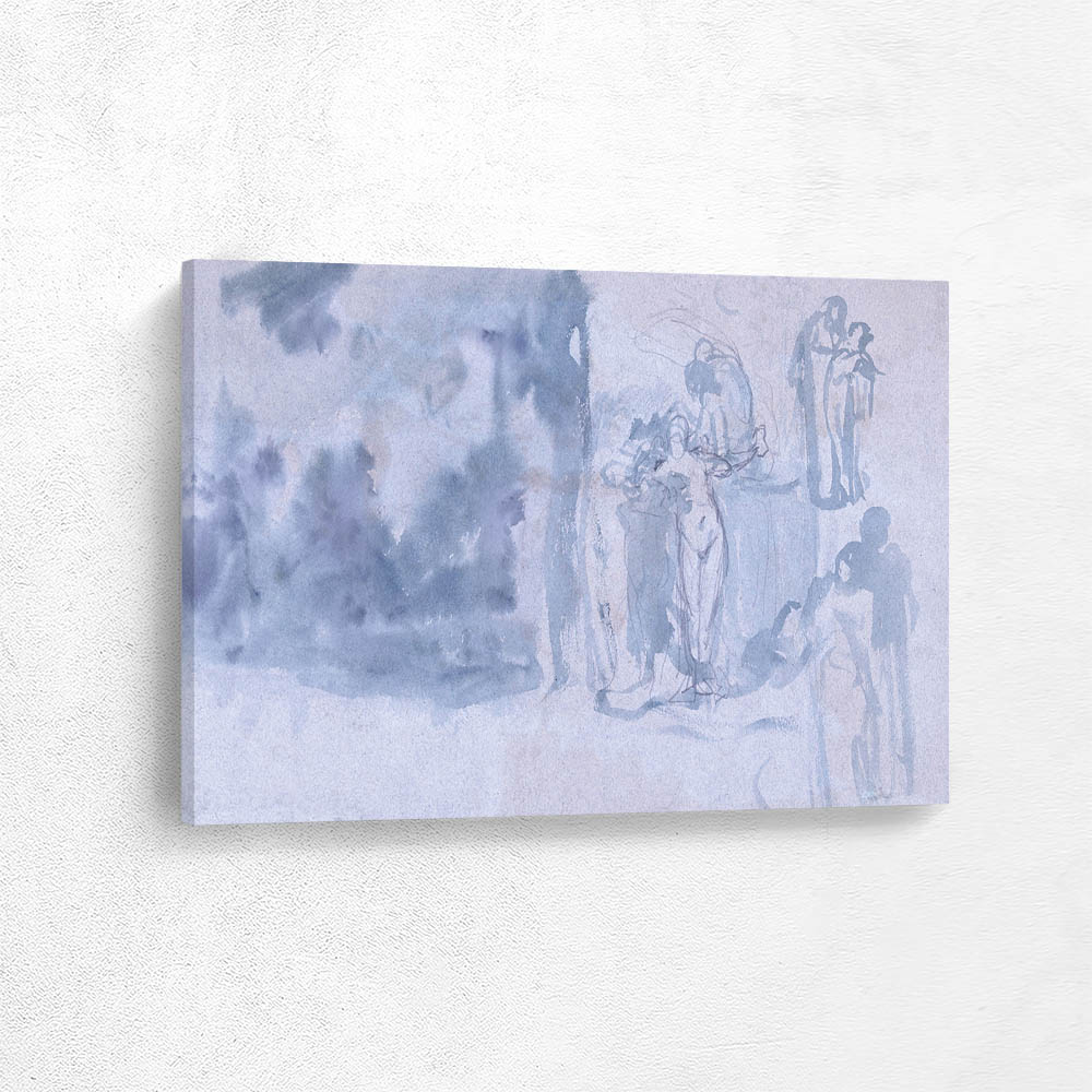 Sketches of people, including a female nude